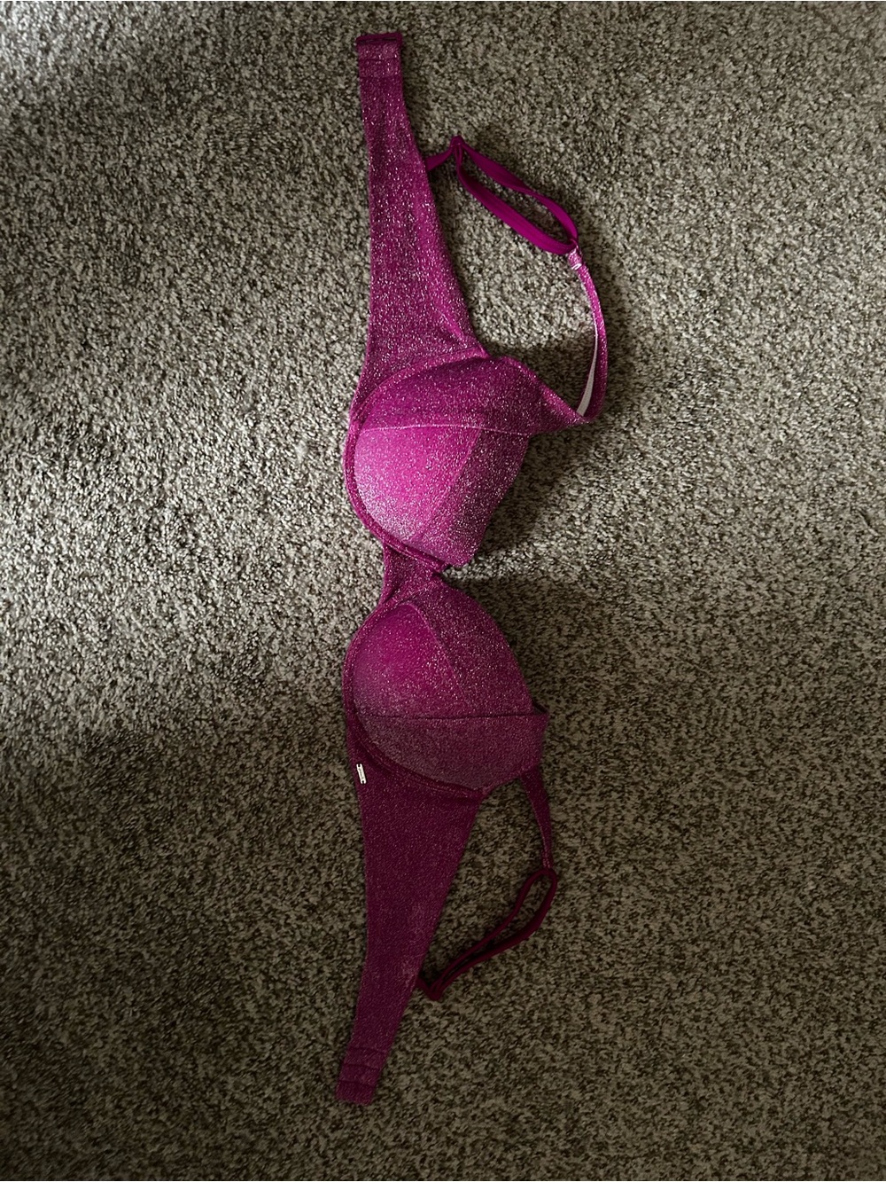 Sparkle Push-Up Bra Bathing Suit in Magenta-Pink